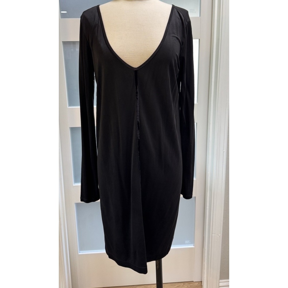 Burning Torch Black Tunic Dress Velvet Trim Strappy Crossback